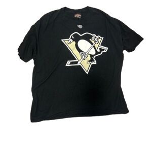 Black Men’s T-Shirt with Pittsburg Penguin Logo